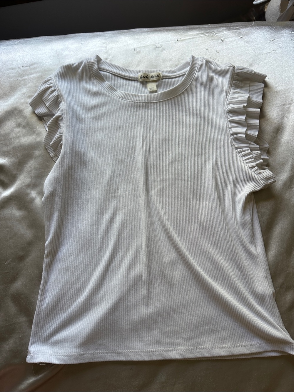 Darling White Ribbed Tank with Ruffle Sleeves